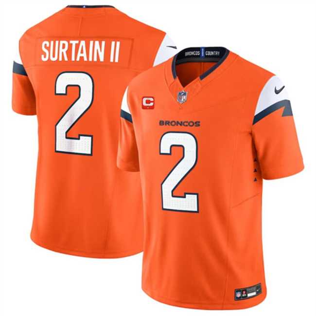 Men & Women & Youth Denver Broncos #2 Pat Surtain II Orange 2024 F.U.S.E. With 1-Star C Patch Vapor Limited Stitched Jersey->denver broncos->NFL Jersey